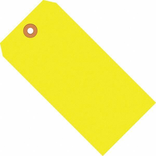 Made in USA - 2-3/4" High x 1-3/8" Long, Safety & Facility Blank Tag - Fluorescent Yellow Cardstock - Makers Industrial Supply