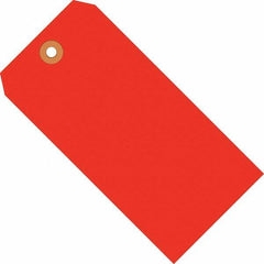 Made in USA - 5-1/4" High x 2-5/8" Long, Safety & Facility Blank Tag - Fluorescent Red Cardstock - Makers Industrial Supply