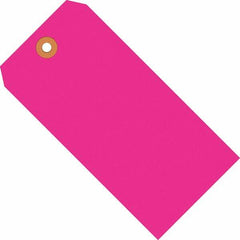 Made in USA - 6-1/4" High x 3-1/8" Long, Safety & Facility Blank Tag - Fluorescent Pink Cardstock - Makers Industrial Supply