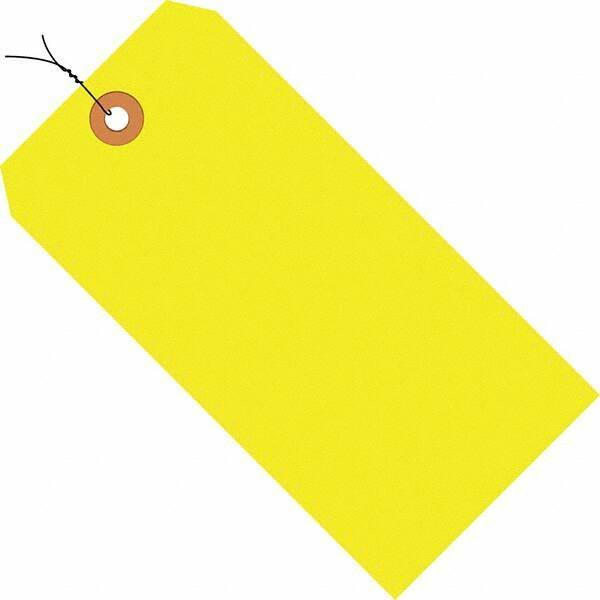 Made in USA - 6-1/4" High x 3-1/8" Long, Safety & Facility Blank Tag - Fluorescent Yellow Cardstock - Makers Industrial Supply