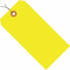 Made in USA - 5-3/4" High x 2-7/8" Long, Safety & Facility Blank Tag - Fluorescent Yellow Cardstock - Makers Industrial Supply