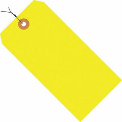 Made in USA - 4-3/4" High x 2-3/8" Long, Safety & Facility Blank Tag - Fluorescent Yellow Cardstock - Makers Industrial Supply