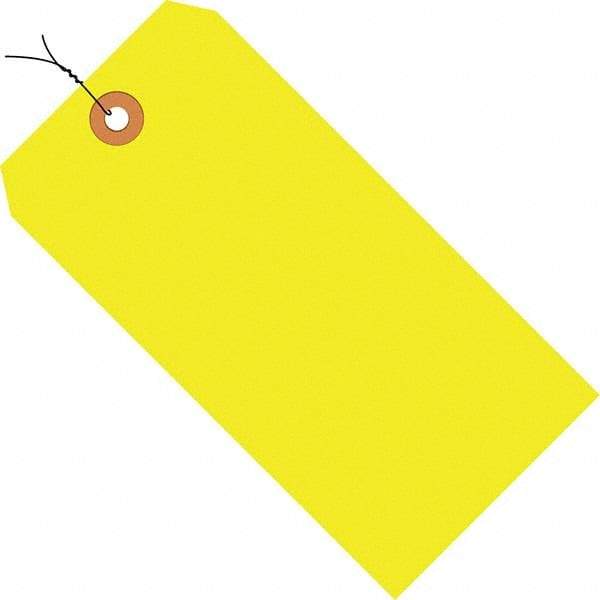 Made in USA - 2-3/4" High x 1-3/8" Long, Safety & Facility Blank Tag - Fluorescent Yellow Cardstock - Makers Industrial Supply