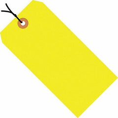 Made in USA - 5-3/4" High x 2-7/8" Long, Safety & Facility Blank Tag - Fluorescent Yellow Cardstock - Makers Industrial Supply