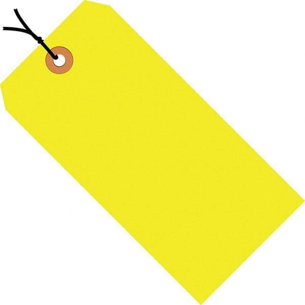 Made in USA - 5-1/4" High x 2-5/8" Long, Safety & Facility Blank Tag - Fluorescent Yellow Cardstock - Makers Industrial Supply