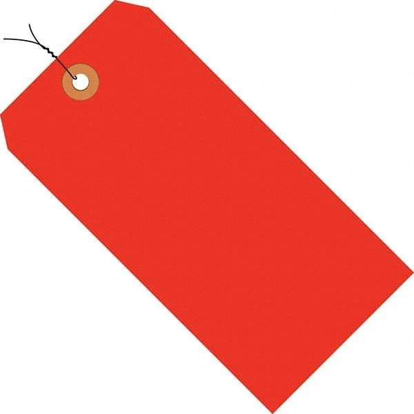 Made in USA - 6-1/4" High x 3-1/8" Long, Safety & Facility Blank Tag - Fluorescent Red Cardstock - Makers Industrial Supply