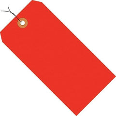 Made in USA - 4-1/4" High x 2-1/8" Long, Safety & Facility Blank Tag - Fluorescent Red Cardstock - Makers Industrial Supply