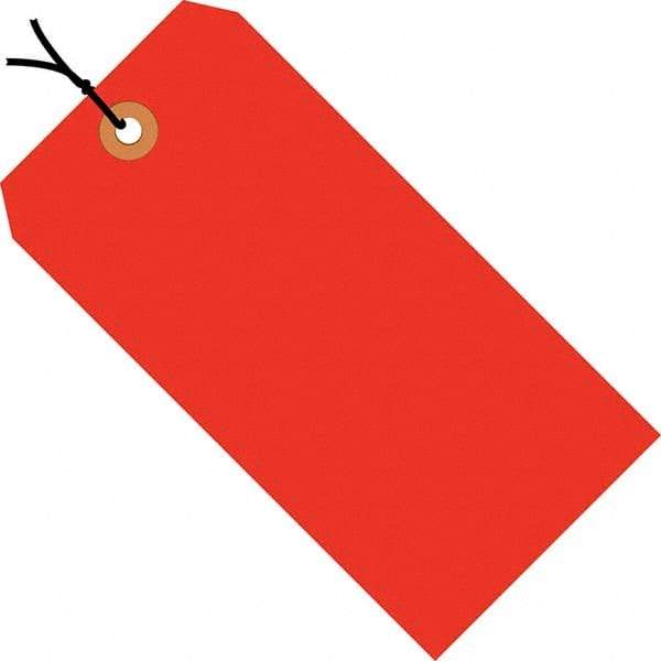 Made in USA - 5-3/4" High x 2-7/8" Long, Safety & Facility Blank Tag - Fluorescent Red Cardstock - Makers Industrial Supply