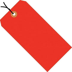 Made in USA - 4-3/4" High x 2-3/8" Long, Safety & Facility Blank Tag - Fluorescent Red Cardstock - Makers Industrial Supply