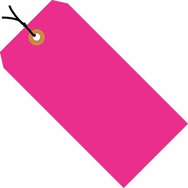 Made in USA - 6-1/4" High x 3-1/8" Long, Safety & Facility Blank Tag - Fluorescent Pink Cardstock - Makers Industrial Supply