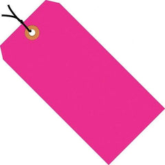 Made in USA - 4-3/4" High x 2-3/8" Long, Safety & Facility Blank Tag - Fluorescent Pink Cardstock - Makers Industrial Supply