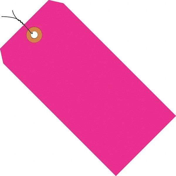 Made in USA - 6-1/4" High x 3-1/8" Long, Safety & Facility Blank Tag - Fluorescent Pink Cardstock - Makers Industrial Supply