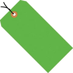 Made in USA - 5-3/4" High x 2-7/8" Long, Safety & Facility Blank Tag - Fluorescent Green Cardstock - Makers Industrial Supply