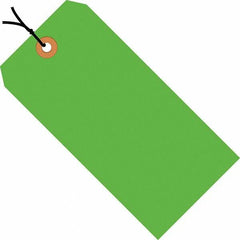 Made in USA - 4-1/4" High x 2-1/8" Long, Safety & Facility Blank Tag - Fluorescent Green Cardstock - Makers Industrial Supply