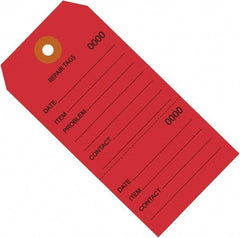 Made in USA - 4-3/4" High x 2-3/8" Long, Repair, English Safety & Facility Inspection Tag - Red Cardstock - Makers Industrial Supply