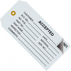 Made in USA - 4-3/4" High x 2-3/8" Long, ACCEPTED, English Safety & Facility Inspection Tag - Blue Cardstock - Makers Industrial Supply