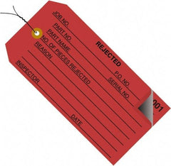 Made in USA - 4-3/4" High x 2-3/8" Long, Inventory, English Safety & Facility Numbered Tag - Red Cardstock - Makers Industrial Supply