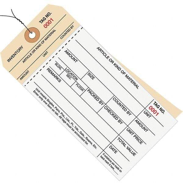 Made in USA - 6-1/4" High x 3-1/8" Long, Inventory, English Safety & Facility Numbered Tag - White & Manila Cardstock - Makers Industrial Supply