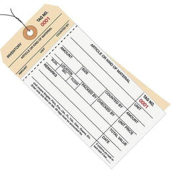 Made in USA - 6-1/4" High x 3-1/8" Long, Inventory, English Safety & Facility Numbered Tag - White & Manila Cardstock - Makers Industrial Supply