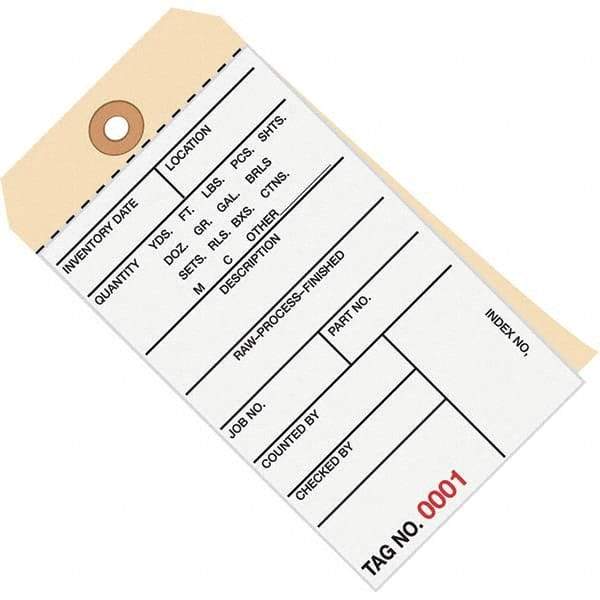 Made in USA - 6-1/4" High x 3-1/8" Long, Inventory, English Safety & Facility Numbered Tag - White & Manila Cardstock - Makers Industrial Supply