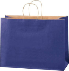 Made in USA - Kraft Grocery Bag - 16 x 6 x 12, Blue - Makers Industrial Supply