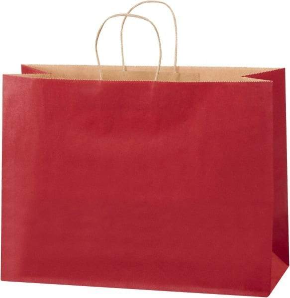 Made in USA - Kraft Grocery Bag - 16 x 6 x 12, Scarlet - Makers Industrial Supply