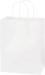 Made in USA - Kraft Grocery Bag - 8 x 4-1/2 x 10-1/4, White - Makers Industrial Supply