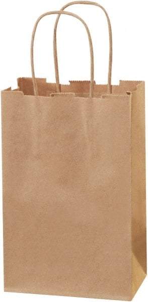 Made in USA - Kraft Grocery Bag - 5-1/4 x 3-1/4 x 8-3/8, Kraft - Makers Industrial Supply