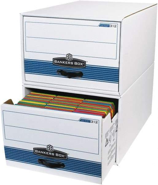 Made in USA - 1 Compartment, 15" Wide x 24" Deep, File Storage Boxes - Corrugated Cardboard, White - Makers Industrial Supply