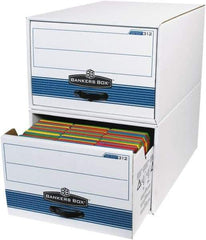 Made in USA - 1 Compartment, 15" Wide x 24" Deep, File Storage Boxes - Corrugated Cardboard, White - Makers Industrial Supply