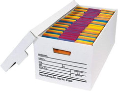 Made in USA - 1 Compartment, 12" Wide x 24" Deep, File Storage Boxes - Corrugated Cardboard, White - Makers Industrial Supply