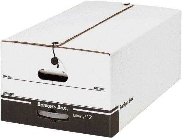 Made in USA - 1 Compartment, 15" Wide x 24" Deep, File Storage Boxes - Corrugated Cardboard, White - Makers Industrial Supply