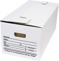 Made in USA - 1 Compartment, 12" Wide x 24" Deep, File Storage Boxes - Corrugated Cardboard, White - Makers Industrial Supply