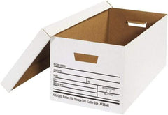 Made in USA - 1 Compartment, 12" Wide x 24" Deep, File Storage Boxes - Corrugated Cardboard, White - Makers Industrial Supply