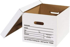 Made in USA - 1 Compartment, 12" Wide x 15" Deep, File Storage Boxes - Corrugated Cardboard, White - Makers Industrial Supply