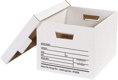 Made in USA - 1 Compartment, 12" Wide x 15" Deep, File Storage Boxes - Corrugated Cardboard, White - Makers Industrial Supply