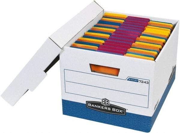 Made in USA - 1 Compartment, 12" Wide x 15" Deep, File Storage Boxes - Corrugated Cardboard, Blue - Makers Industrial Supply