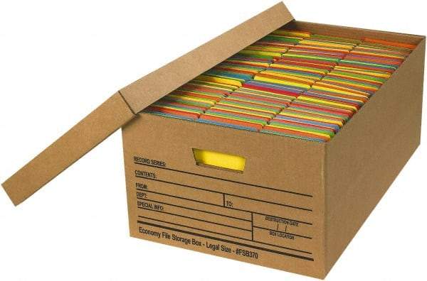 Made in USA - 1 Compartment, 15" Wide x 24" Deep, File Storage Boxes - Corrugated Cardboard, Kraft (Color) - Makers Industrial Supply