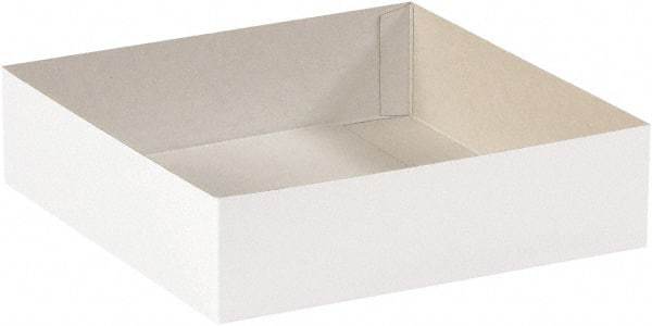 Made in USA - 12" Wide x 12" Long x 3" High Rectangle Chipboard Box - 1 Wall, White - Makers Industrial Supply