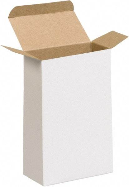 Made in USA - 2-3/8" Wide x 4-5/8" Long x 7-5/16" High Rectangle Chipboard Box - 1 Wall, White - Makers Industrial Supply