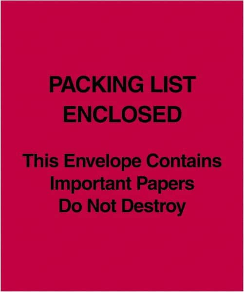 Value Collection - 1,000 Piece, 5" Long x 6" Wide, Packing List Envelope - Packing List Enclosed, Red - Makers Industrial Supply