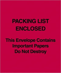 Value Collection - 1,000 Piece, 5" Long x 6" Wide, Packing List Envelope - Packing List Enclosed, Red - Makers Industrial Supply