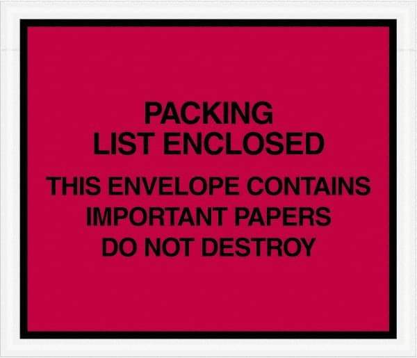 Value Collection - 1,000 Piece, 7" Long x 6" Wide, Packing List Envelope - Important Papers Enclosed, Red - Makers Industrial Supply