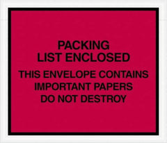 Value Collection - 1,000 Piece, 7" Long x 6" Wide, Packing List Envelope - Important Papers Enclosed, Red - Makers Industrial Supply