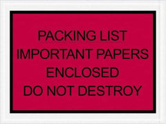 Value Collection - 1,000 Piece, 4-1/2" Long x 6" Wide, Packing List Envelope - Important Papers Enclosed, Red - Makers Industrial Supply