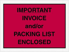 Value Collection - 1,000 Piece, 4-1/2" Long x 6" Wide, Packing List Envelope - Important Invoice and/or Packing List Enclosed, Red - Makers Industrial Supply