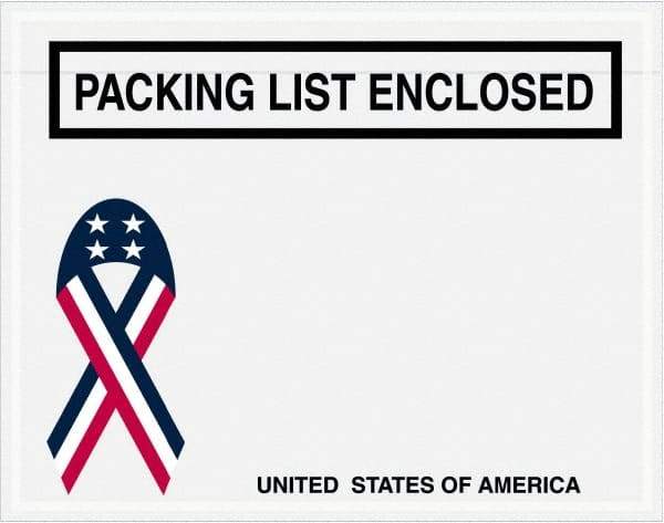 Value Collection - 1,000 Piece, 7" Long x 5-1/2" Wide, Packing List Envelope - Packing List Enclosed, Red, White & Blue - Makers Industrial Supply