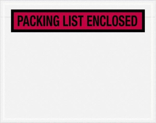 Value Collection - 1,000 Piece, 7" Long x 5-1/2" Wide, Packing List Envelope - Packing List Enclosed, Red - Makers Industrial Supply