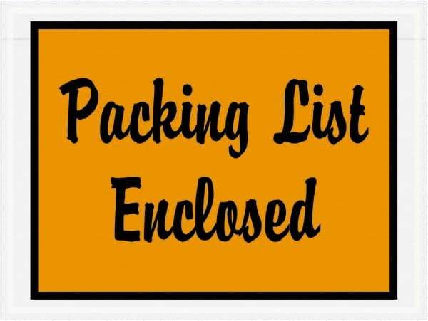 Value Collection - 1,000 Piece, 4-1/2" Long x 6" Wide, Packing List Envelope - Packing List Enclosed, Orange - Makers Industrial Supply