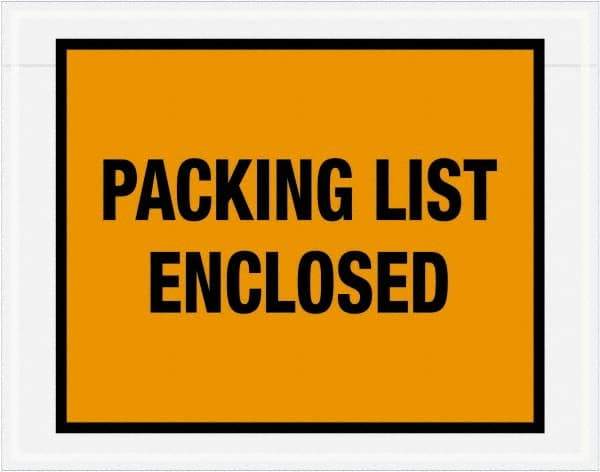 Value Collection - 1,000 Piece, 7" Long x 5-1/2" Wide, Packing List Envelope - Packing List Enclosed, Orange - Makers Industrial Supply